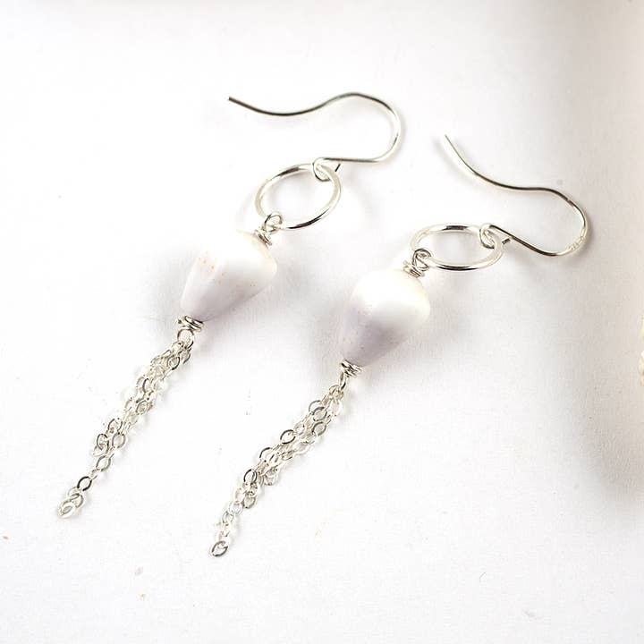 Midori Jewelry Hawaii - Wholesale Dangle Earrings - hawaiian cone shell sterling silver chain earrings