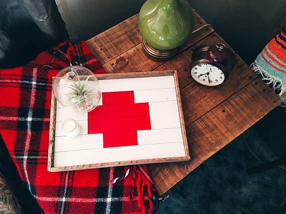 Infinite Abyss - Wholesale Decorative Tray - White and Red Swiss Cross Tray1