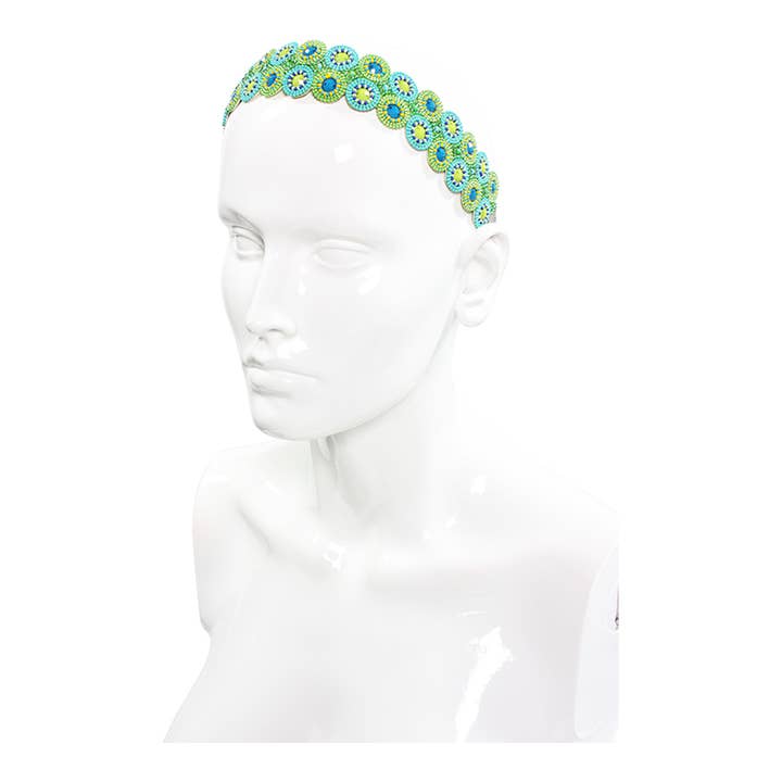 Soan Circles Headband in Cool Colors $24 SALE $14 HAND SEWN for wholesale by Erik & Mike