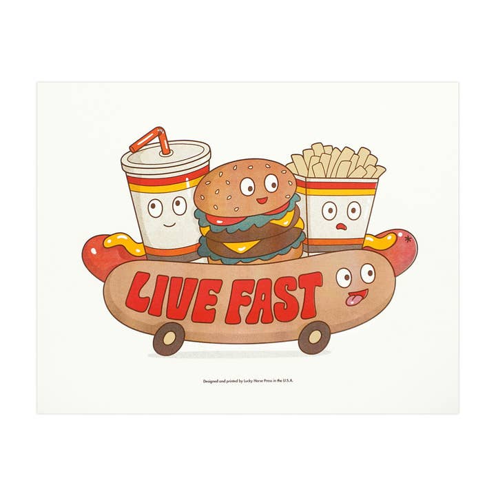Live Fast Risograph Print for wholesale by Lucky Horse Press