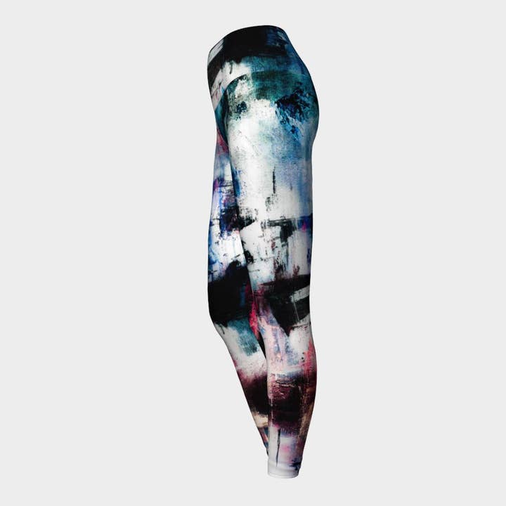 Legging abstrait bleu et rose pour la vente par EmBellish Active