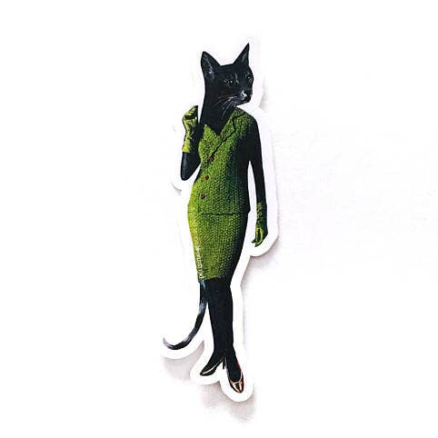 Cat Lady (Avocado Dress) Vinyl Stickers for wholesale by Pergamo Paper Goods