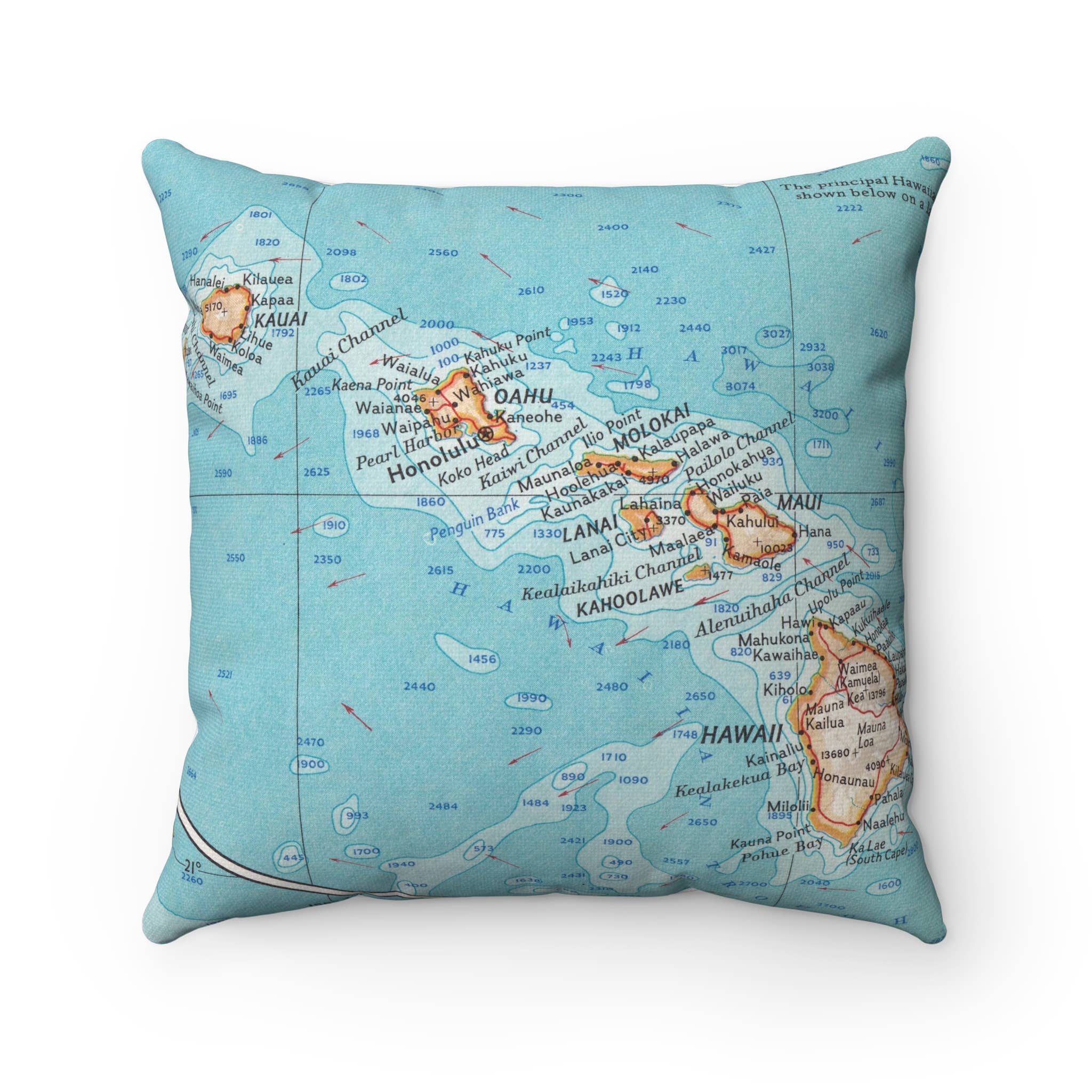 Daisy Mae Designs - Wholesale Throw/Decorative Pillow - Hawaii Map Pillow – 18" Square Throw Pillow