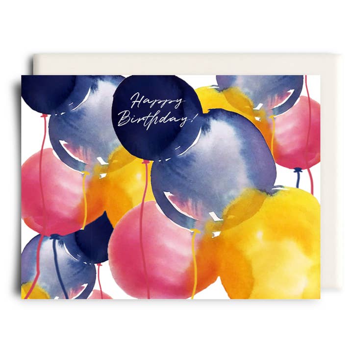 Aquarel verjaardagsballonnen | Wenskaart voor wholesale door Inkwell Cards