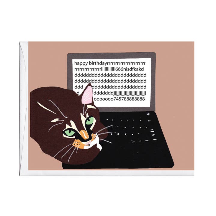 Kat på tastatur fødselsdag lykønskningskort for engroshandel hos La Familia Green