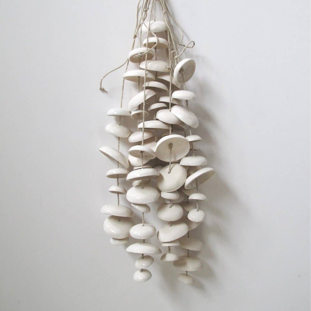 Mudpuppy Ceramic Studio - Wholesale Wind Chime - Moon Chimes Half Stack Unglazed Natural Buff Stoneware3
