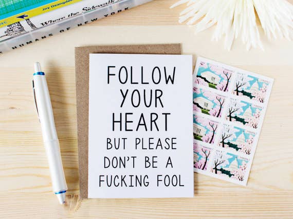 Honest AF Cards - Wholesale Love Card - Follow Your Heart Card1