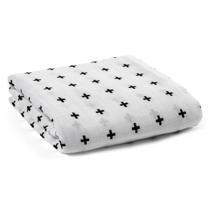Modern Burlap - Wholesale Swaddle - Baby - Organic Swaddle Blanket- Swiss Cross