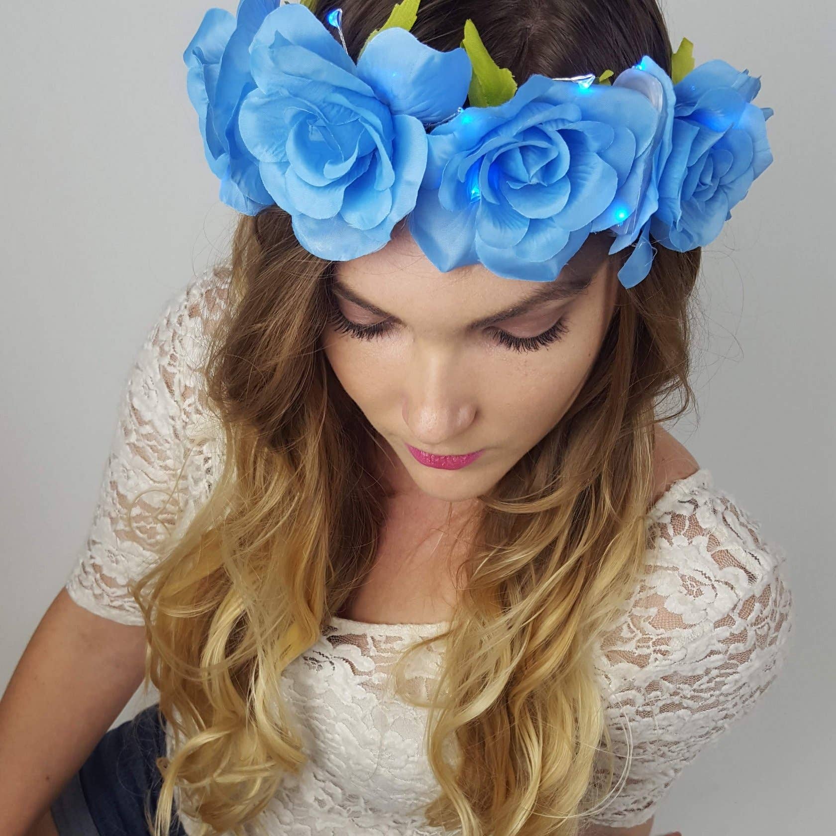 Little light lab - Wholesale Party Hat/Crown - Blue Light Up Rose Crown1