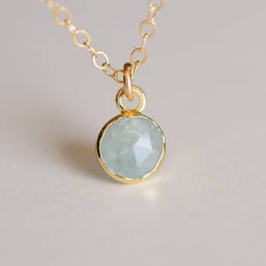 Leslie Francesca Designs - Wholesale Pendant/Charm Necklace - Aquamarine Gem Cutie Necklace