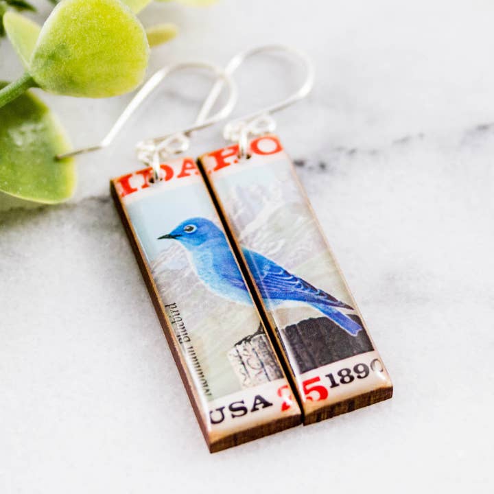 Idaho Vintage Postage Stamp Earrings for wholesale by No Man's Land