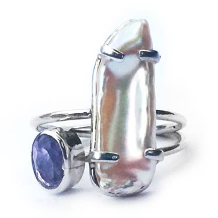 Ensemble de bagues superposables Keshi Pearl + Plus de couleurs pour la vente par Great Falls Jewelry