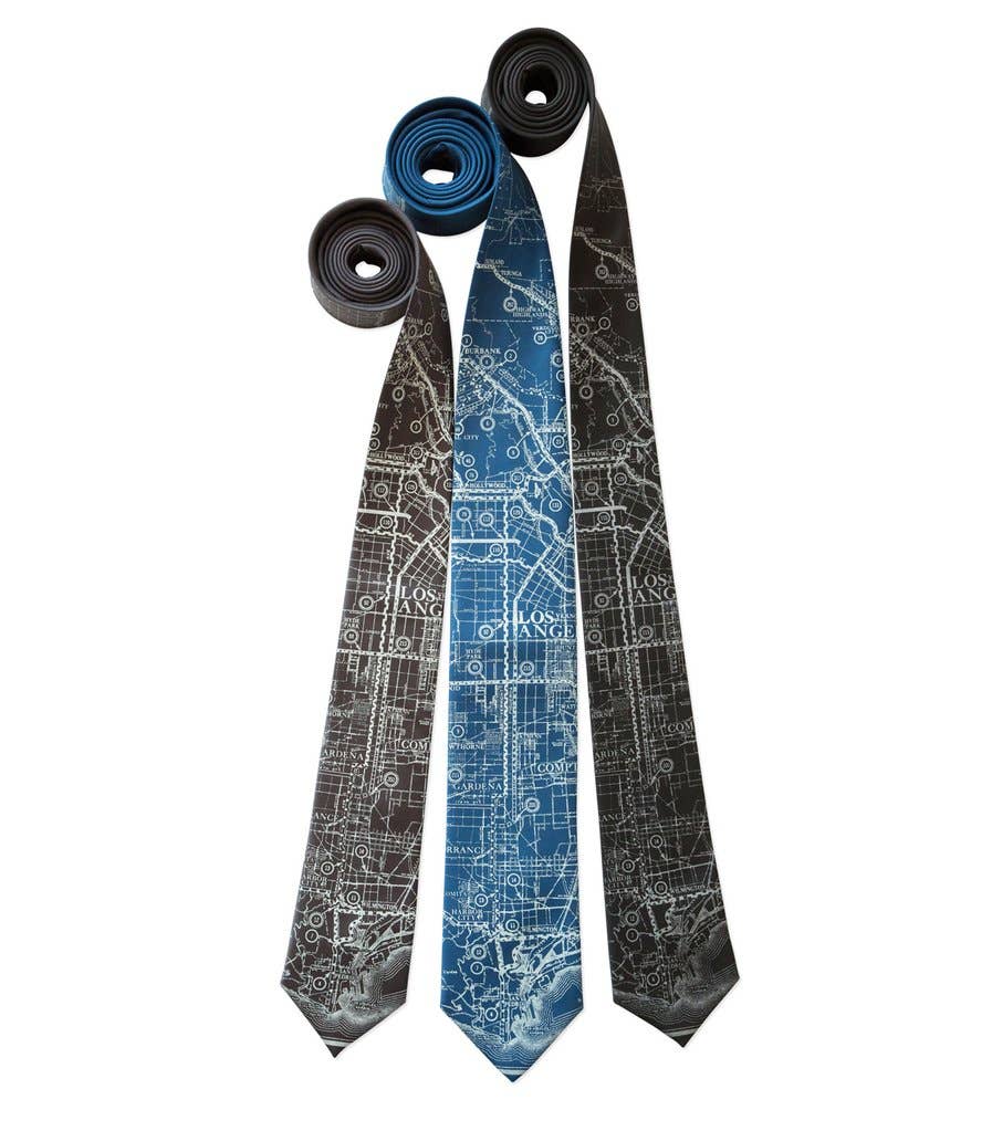 Cyberoptix Tie Lab - Wholesale Necktie - Men's - Los Angeles Map Necktie. Old California Map Print Tie1