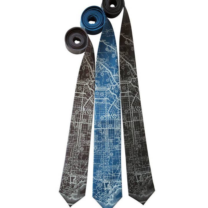 Cyberoptix Tie Lab - Wholesale Necktie - Men's - Los Angeles Map Necktie. Old California Map Print Tie1