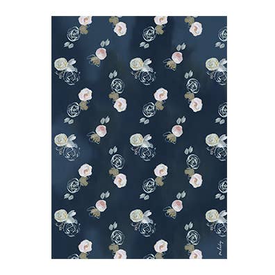 Our Heiday - Wholesale Wrapping Paper Roll - Blue Florals Gift Wrap (Roll)1