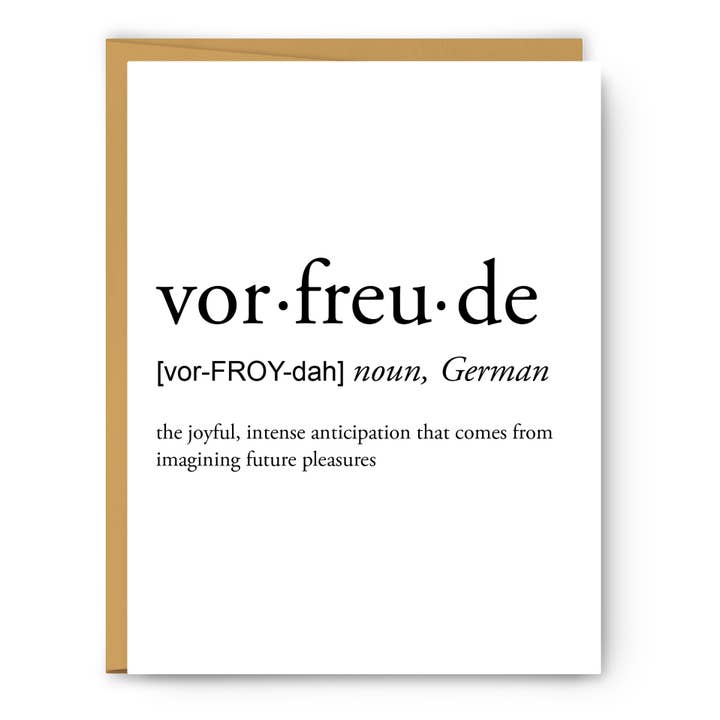 Vorfreude Definition - Literary Everyday Card for wholesale by Footnotes