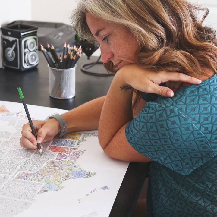 Anna Grunduls Design - Wholesale Coloring & Activity Book - Adult - Flowers United States Coloring Map12