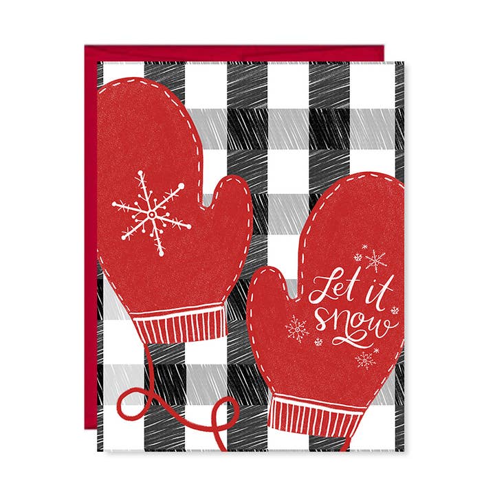 Biglietto di Natale, Let it Snow, Happy Holidays, Biglietto di auguri per la vendita all'ingrosso da parte di Pen & Paint