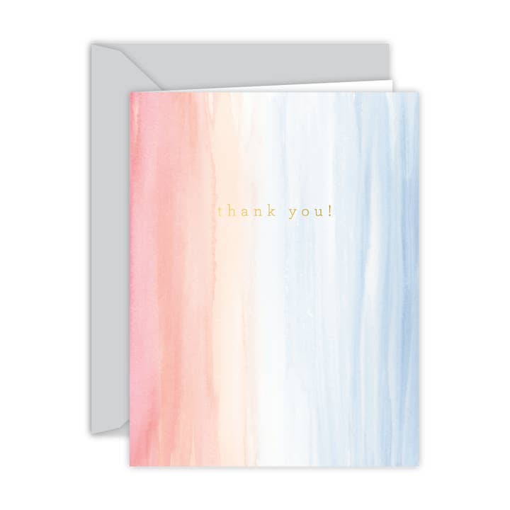 Cricket Printing - Wholesale Thank You Card - Thank You! Peach and Blue Watercolor Card