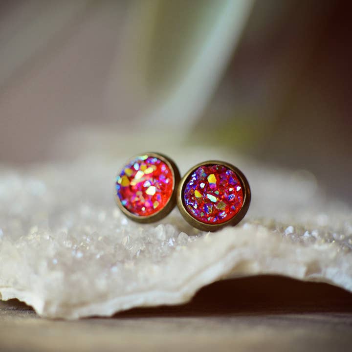 Resin Druzy Post Earring for wholesale by Cameoko