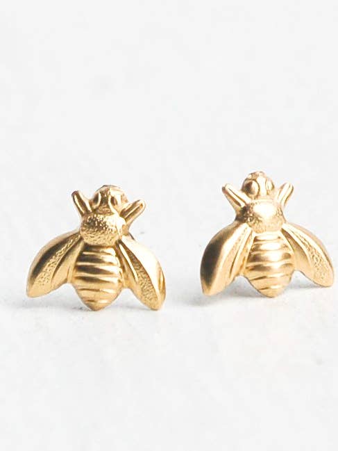 Gold Bee Stud Earrings for wholesale by Red Truck Designs
