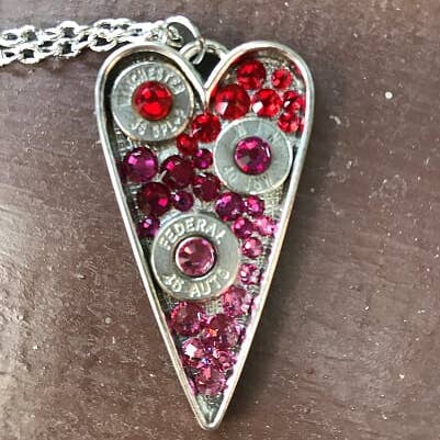 Pink and Red Ombre' Bullet Heart Necklace for wholesale by Jill's Jewels