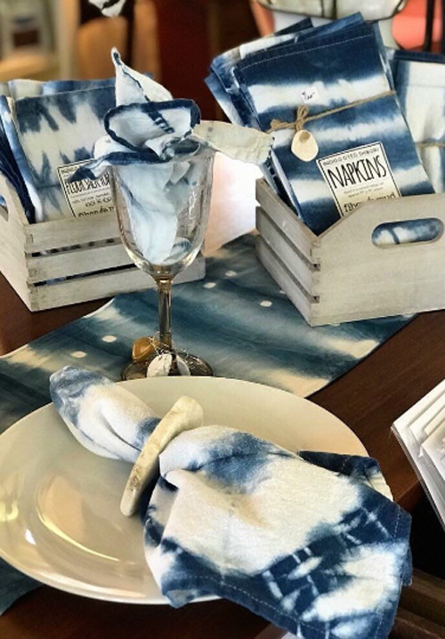 fiber + mud - Wholesale Dinner & Cloth Napkin - Cloth Napkins Coastal Vibe Indigo Shibori2