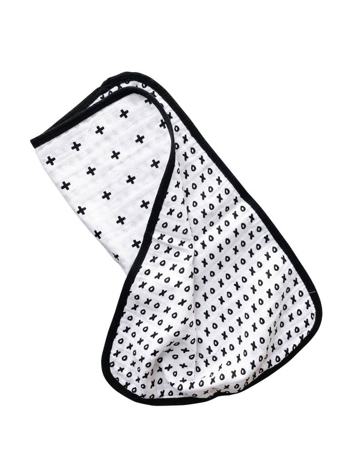 Organic Burp Cloth - Reversible Swiss Cross + XO for wholesale by Modern Burlap