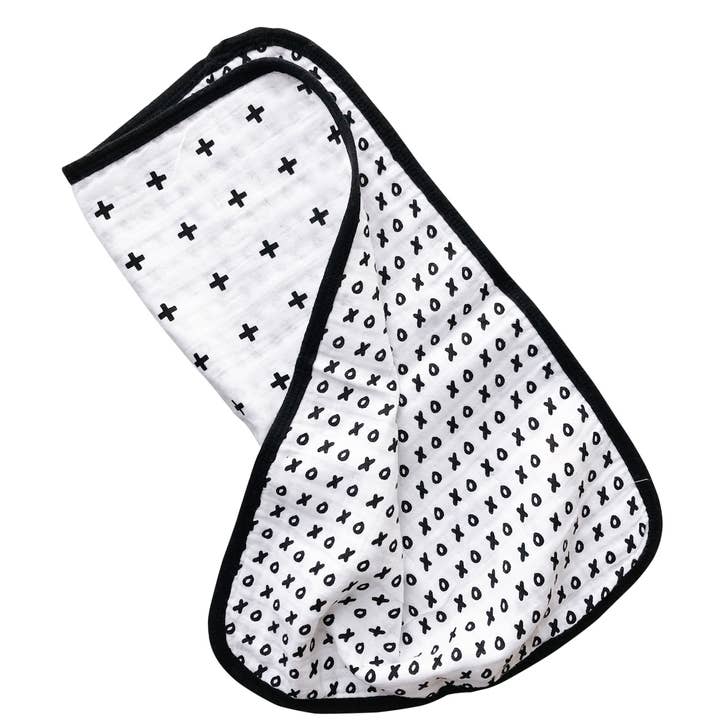 Organic Burp Cloth - Reversible Swiss Cross + XO for wholesale by Modern Burlap