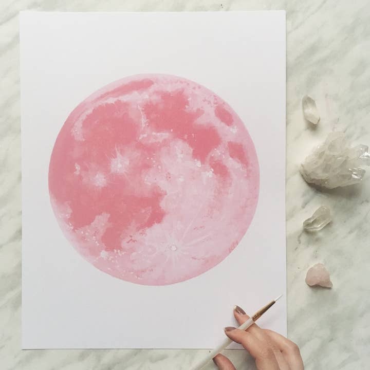 Katelyn Morse Art - Wholesale Art Print - Pink Moon Art Print 11X141