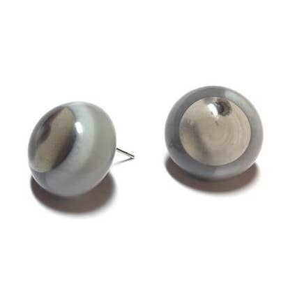 Leetie Lovendale - Wholesale Stud/Post Earrings - Grey and Smoke Retro Button Studs0