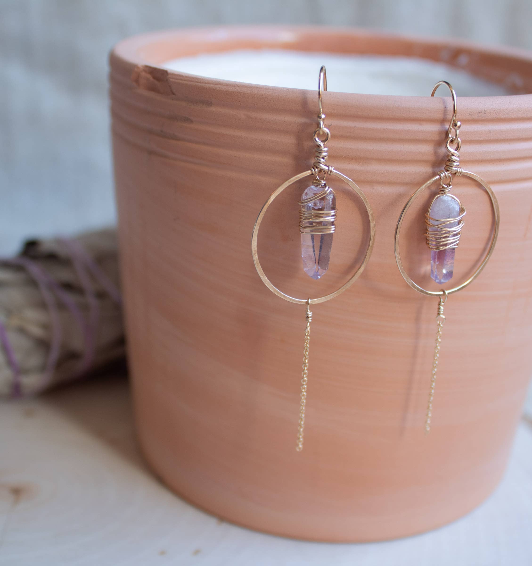 Crystal and Gold - Wholesale Dangle Earrings - Amethyst Rain Earrings
