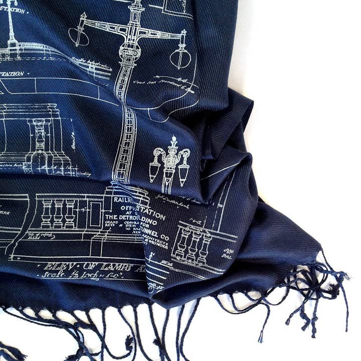Foulard Plan : Détail de ferronnerie, Gare de Détroit pour la vente par Cyberoptix Tie Lab