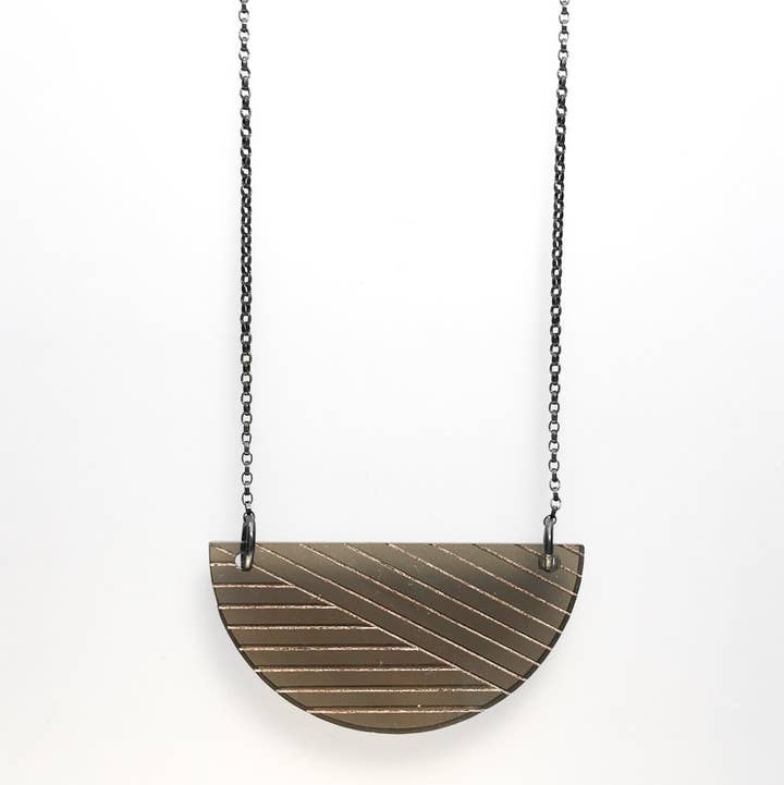 Alta Necklace · Midcentury Geo Angled Stripes Simple Pendant for wholesale by Bird of Virtue