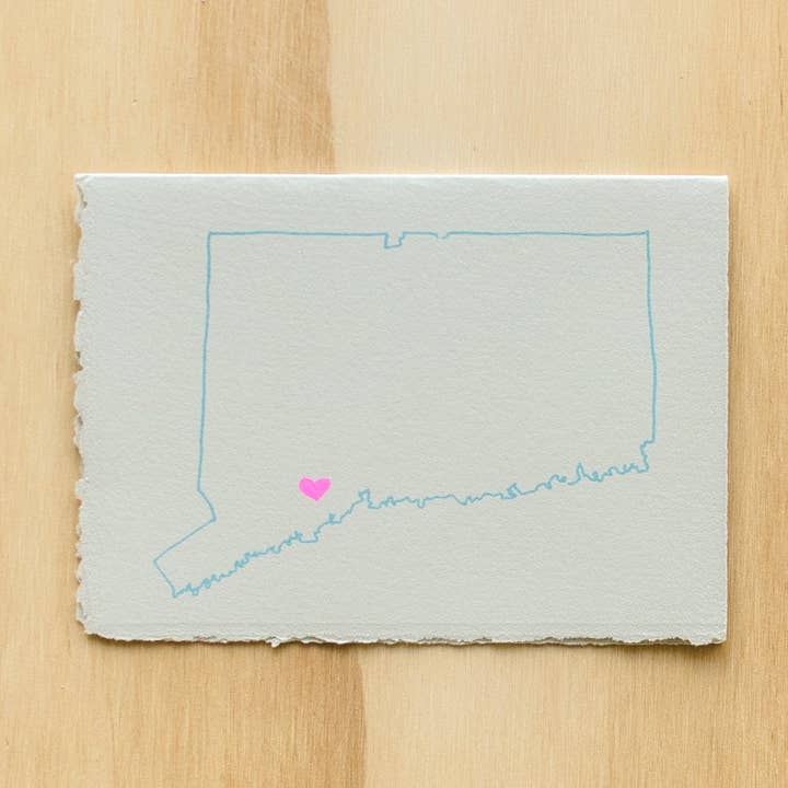 CONNECTICUT MAP GREETING CARD for wholesale by Alphabet Studios