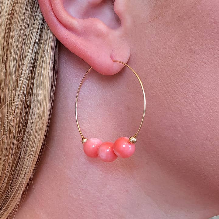 Coral Hoops for wholesale by MissElenious Jewelry