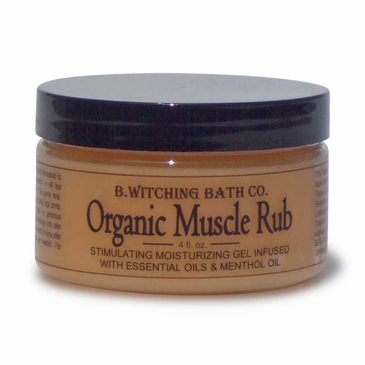 Organic Muscle Rub 4oz for wholesale by B. Witching Bath Co.