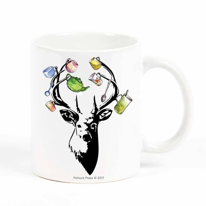 Teacups on Antlers Mug for wholesale by Potluck Press
