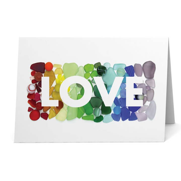 Carta d'amore arcobaleno in vetro marino per la vendita all'ingrosso da parte di Beachcombing / Etched by the Sea