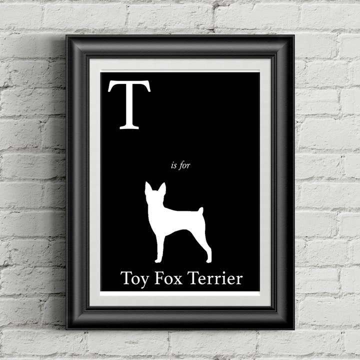 T is for Toy Fox Terrier Alphabet Art Print 8.5"x11" for wholesale by Sophisticated Pup