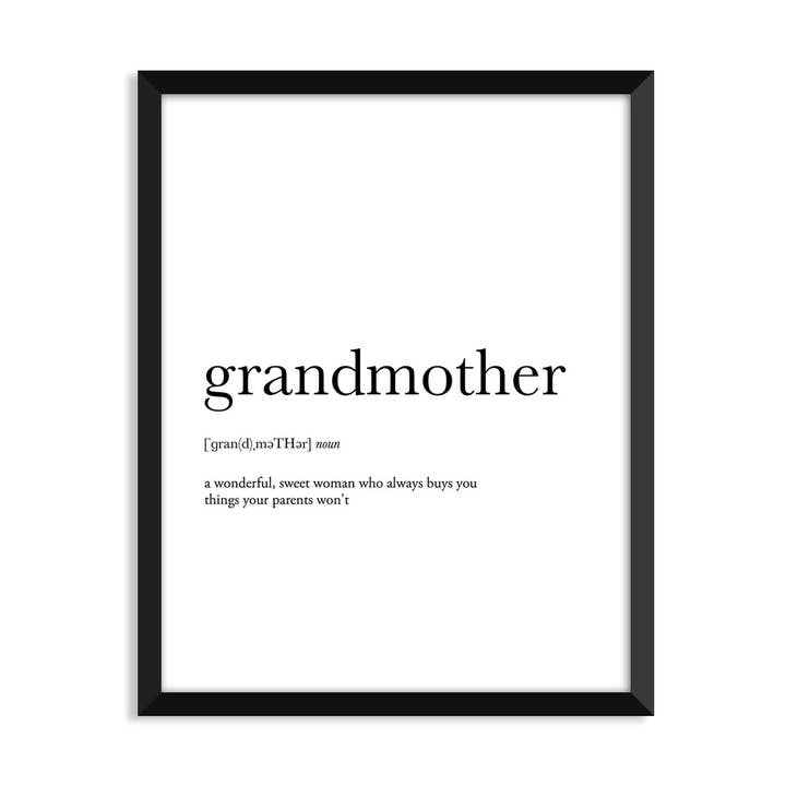 Grandmother Definition - Mother's Day Art Print for wholesale by Footnotes