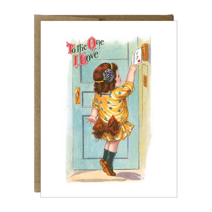 Vintage Girl Valentine's Love Greeting Card for wholesale by Idea Chic