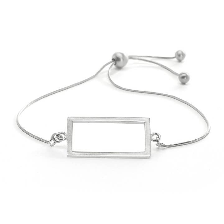 Short Rectangle Adjustable Bracelet - SIlver for wholesale by Cielomar Jewelry