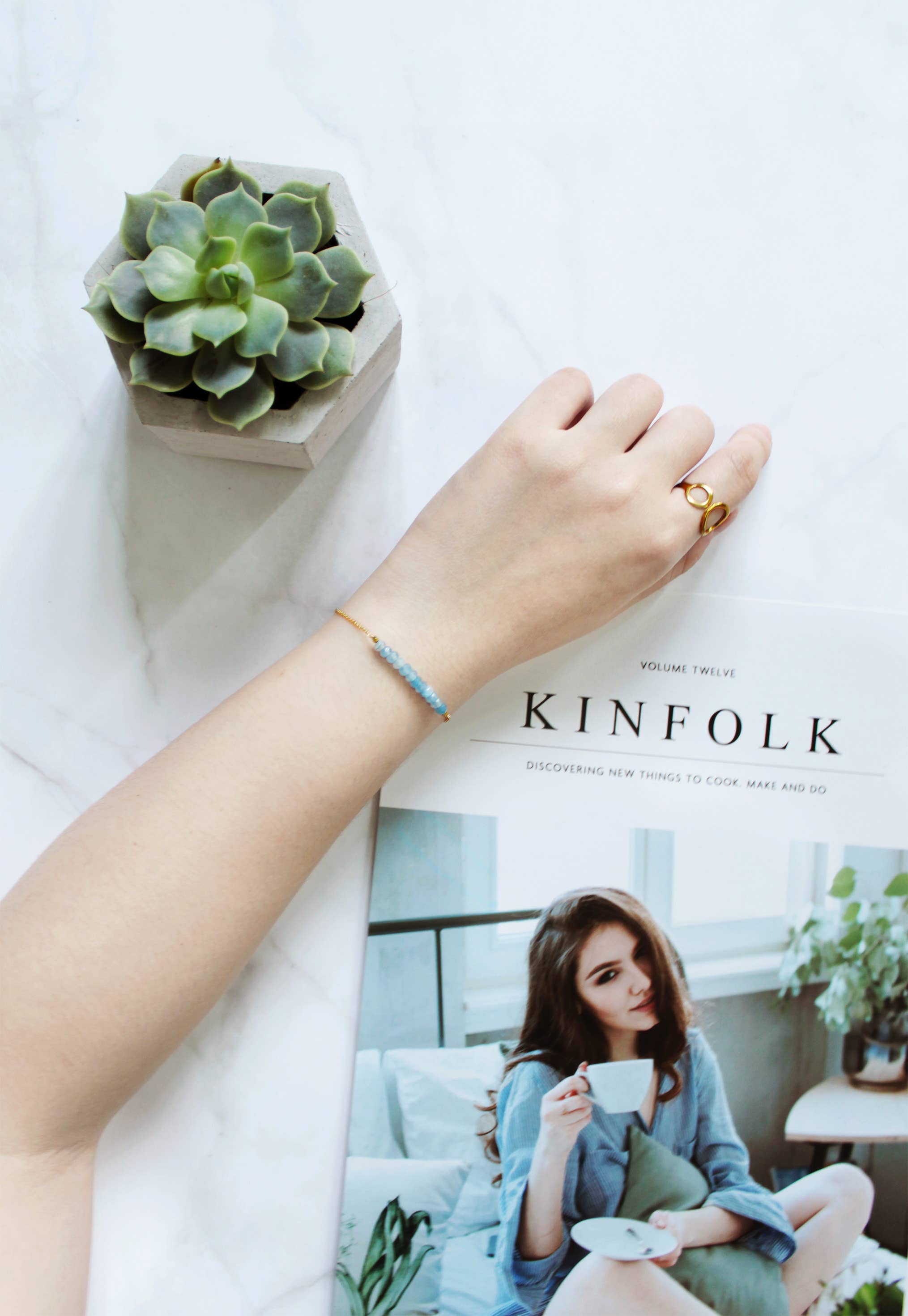 Less is More – Engroshandel Perlehalskæde – Mint Jade Smile halskæde (Guld eller Sølv)3