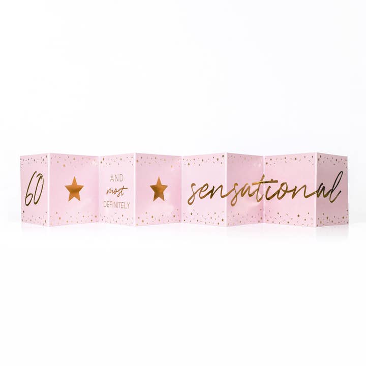 60th Birthday Card, Mini Concertina Fold-Out Banner (pm) for wholesale by Coulson Macleod (U.S. Duties Paid)