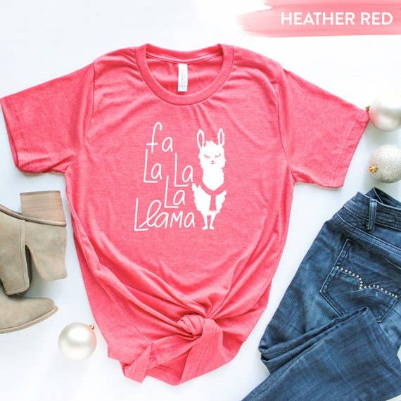Fa La La La Llama Shirt - Red for wholesale by Overtype