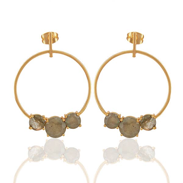Natural Labradorites set in circles, Gold filled for wholesale by Mined Jewels