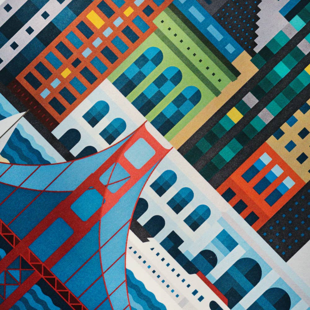 The City Works - Wholesale Art Print - San Francisco A3 Blockprint1