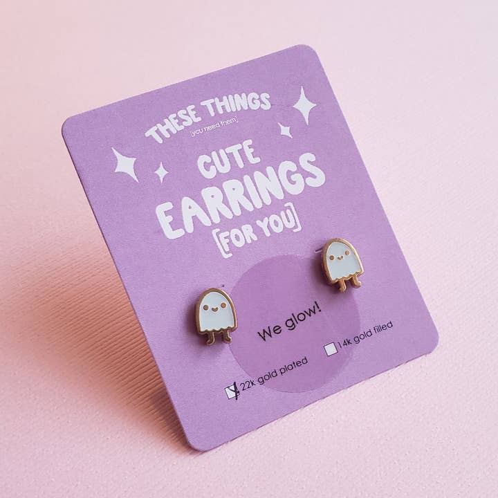 Pendientes Ghostie//que brillan en la oscuridad, con purpurina y negros para venta al por mayor de These Things