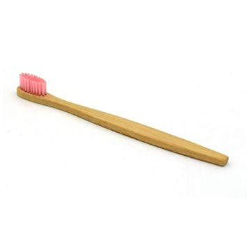 Bamboo Toothbrush with Pink Bristles for wholesale by Dirt Don't Hurt